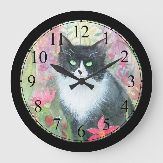 Smokings-Aquarell-Kunst-Wanduhr Große Wanduhr (Vorderseite)