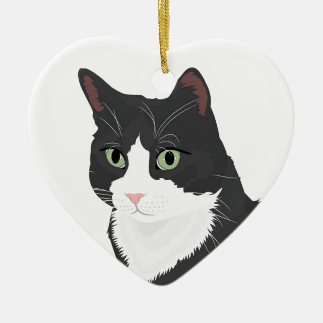 Smokings-Katze Keramik Ornament (Vorne)