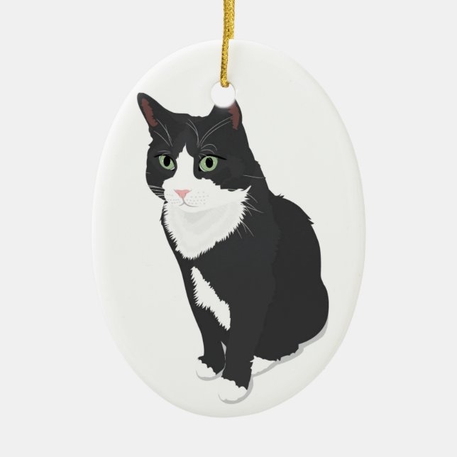 Smokings-Katze Keramik Ornament (Vorne)