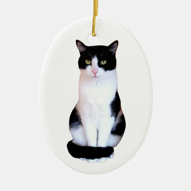 Smokings-Katze Keramikornament (Vorne)