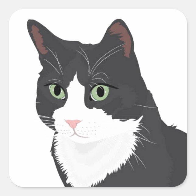 Smokings-Katze Quadratischer Aufkleber (Vorderseite)