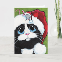 Smokings-Katze u. festliche Mäuseweihnachtskarte Feiertagskarte