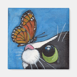 Smokings-Katze und Vizekönig-Schmetterling Magnet