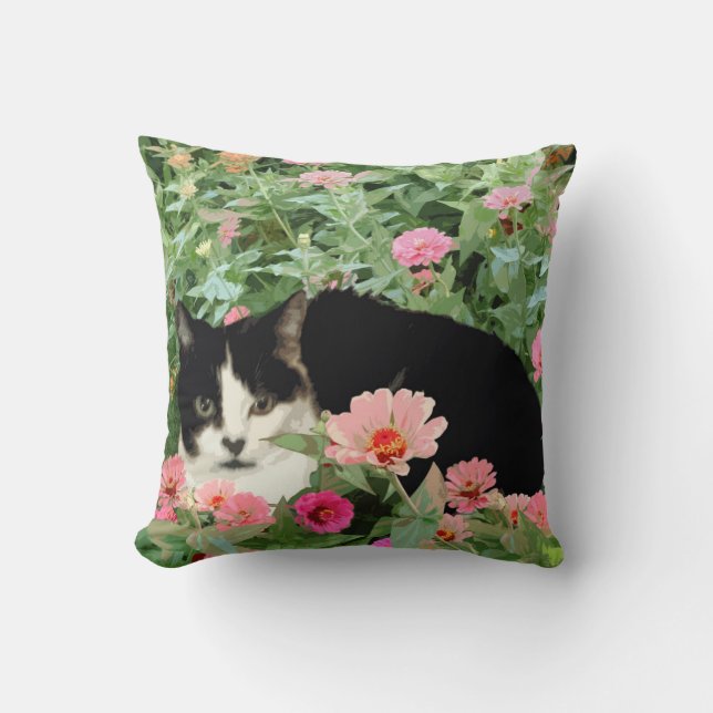 Smokings-Katzen-Kissen (mit Blumen) Kissen (Vorderseite)