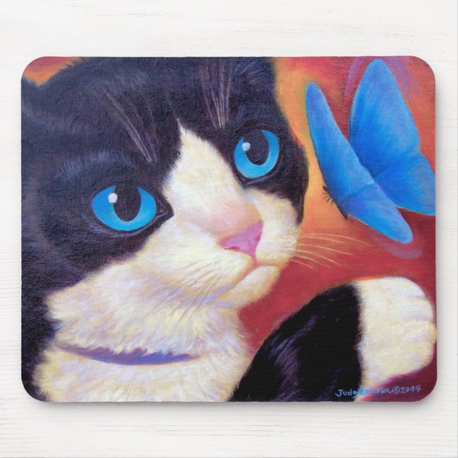 Smokings-Katzen-Schmetterlings-Malerei - multi Mousepad (Vorne)