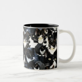 Smokings-Katzen-verrückte Collage Zweifarbige Tasse
