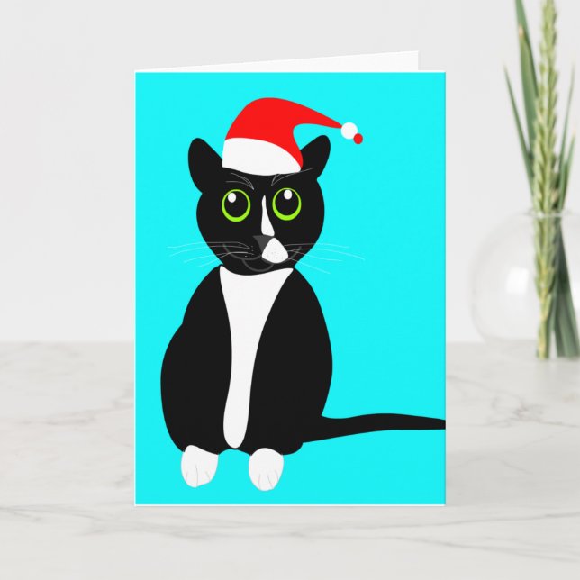 Smokingskatze Weihnachtsgrußkarte Feiertagskarte (Vorderseite)