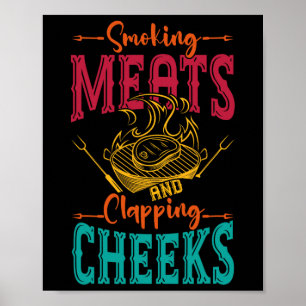 Smokinsafleisch und Katzenfresser Grillen Fleisch Poster