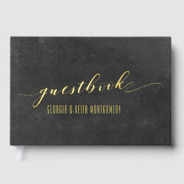 Smoky Black & Gold Elegante Hochzeit Gästebuch