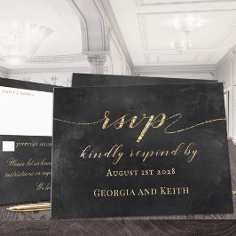 Smoky Black & Gold Elegante Hochzeitsfeier UAWG RSVP Karte