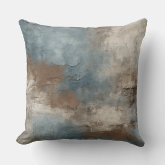 Smoky Blue Brown Beige Rustikal Abstrakt Kissen