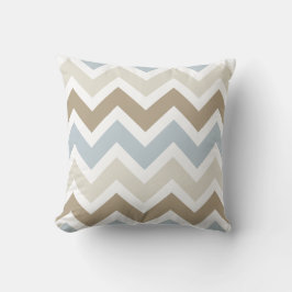 Smoky Blue Gray, Tan und Brown Zickzack Pattern Kissen