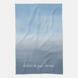 Smoky Blue Ombre Watercolor Geschirrtuch