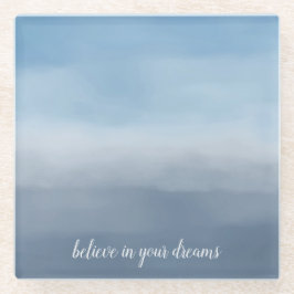 Smoky Blue Ombre Watercolor Glasuntersetzer