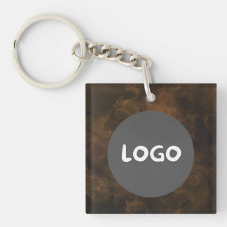 Smoky-Brown-Firmenlogo und QR-Code Schlüsselanhänger