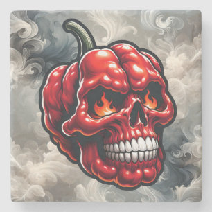 Smoky Chili Head Spicy Pepper Stone Untersetzer