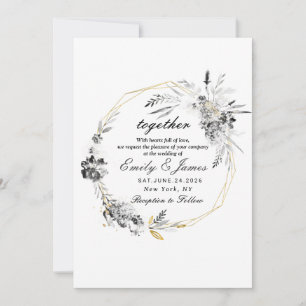 Smoky Frame Gold schick Hochzeit Einladung