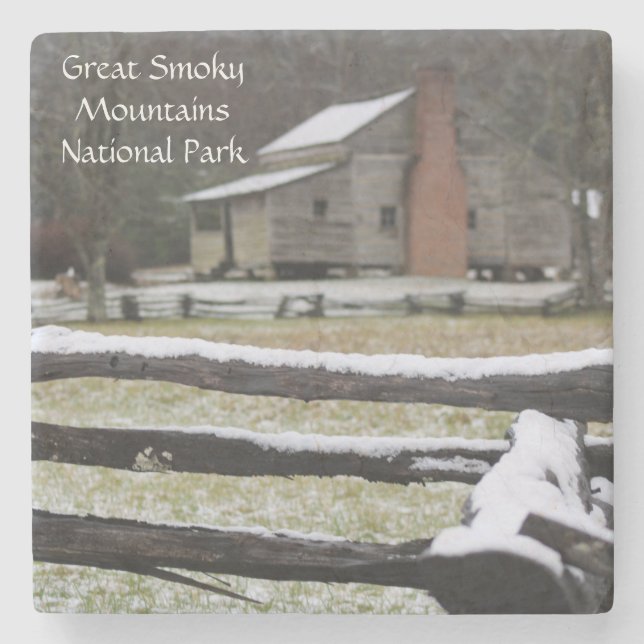 Smoky-Gebirgskappen-Schnee Steinuntersetzer (Vorderseite)