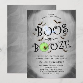 Smoky Gray Boos & Booze Halloween-Party Einladung