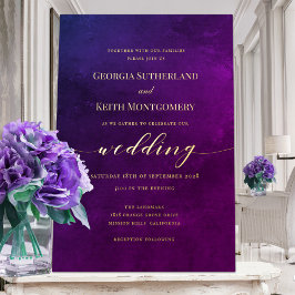 Smoky Lila & Gold Elegante Hochzeit Folieneinladung