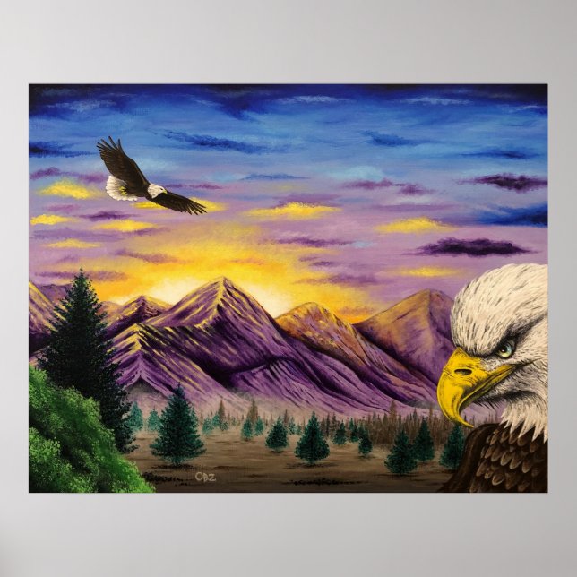 "Smoky Mountain Eagles" Landschaftliches Kunstpost Poster (Vorne)