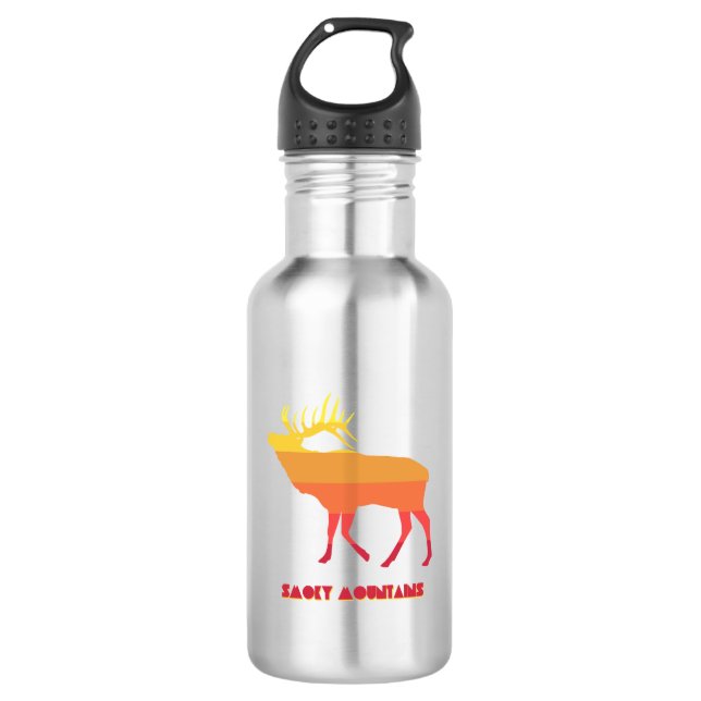 Smoky Mountains Elch Edelstahlflasche (Vorderseite)