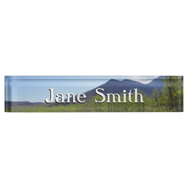 Smoky Mountains in Spring Landscape Namensplakette (Vorderseite)