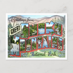 Smoky Mountains Vintage Große Buchstaben Postkarte