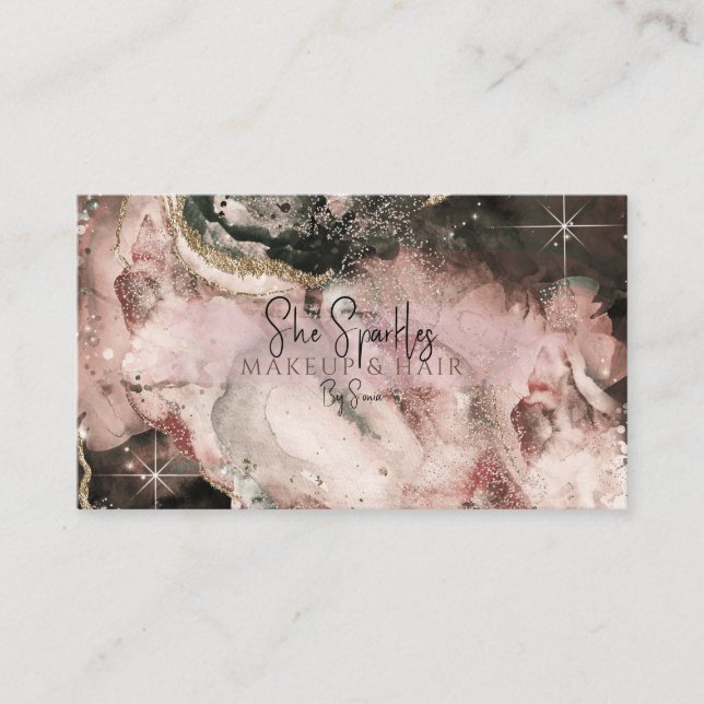Smoky Pink Wasserfarbe Kosmische Galaxie Sparkle S Visitenkarte (Vorderseite)