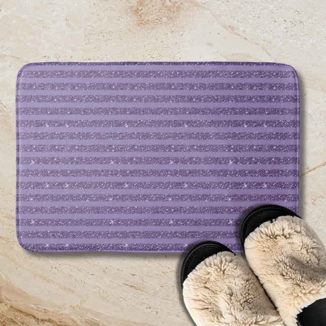 Smoky Plum Glitter Style Horizontal Stripes Badematte (Von Creator hochgeladen)