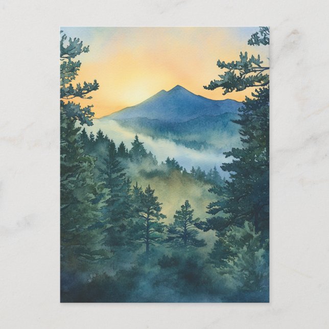 Smoky Sleeping Ute Mountain Aquarellen Bilder Postkarte (Vorderseite)