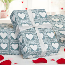Smoky Teal Geometric Hearts Valentine Gift