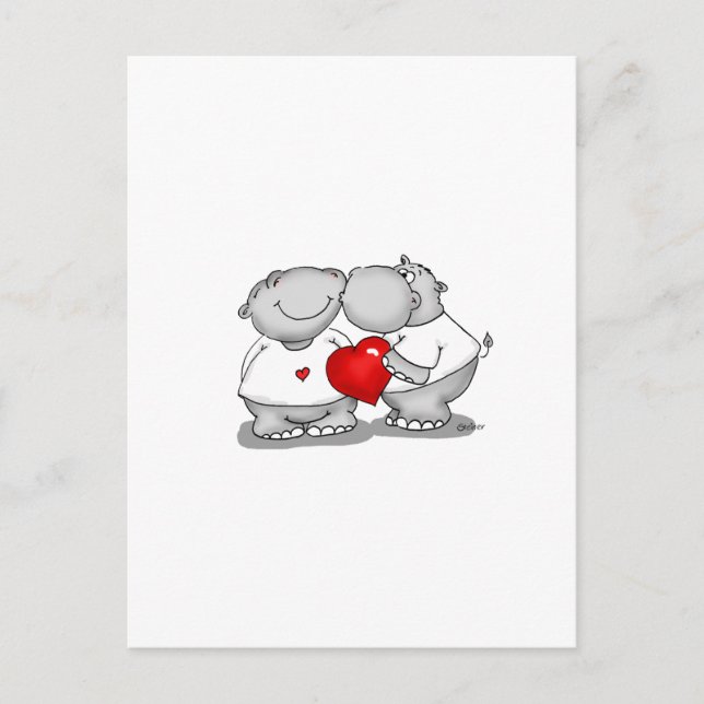 Smooch - Hippo Kiss Valentinstag Feiertagspostkarte (Vorderseite)