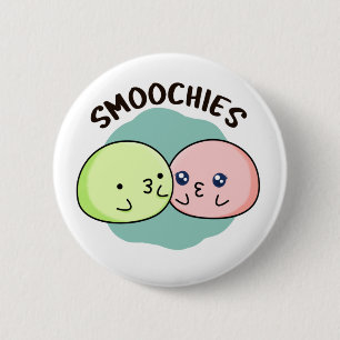 Smoochies Funny Kissing Mochi Pun Button