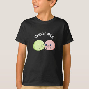 Smoochies Funny Kissing Mochi Pun Dark BG T-Shirt
