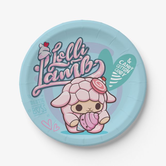Smooshy breiartiger Lolli Lamm-Pappteller Pappteller (Vorderseite)