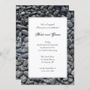 Smooth Black Pebbles Engagement Partie Invitation