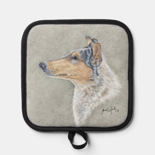 Smooth Blue Merle Collie Topflappen (Vorderseite)