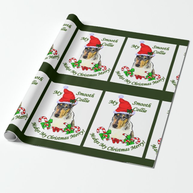 Smooth Collie Christmas Merry Geschenkpapier (Ungerollt)