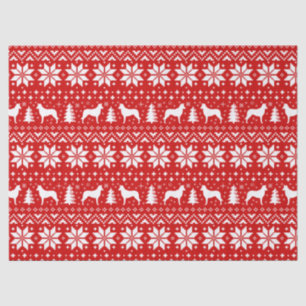 Smooth Collie Silhouetten Weihnachtsmuster Rot Seidenpapier