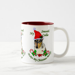 Smooth Collie Weihnachtspenden Zweifarbige Tasse