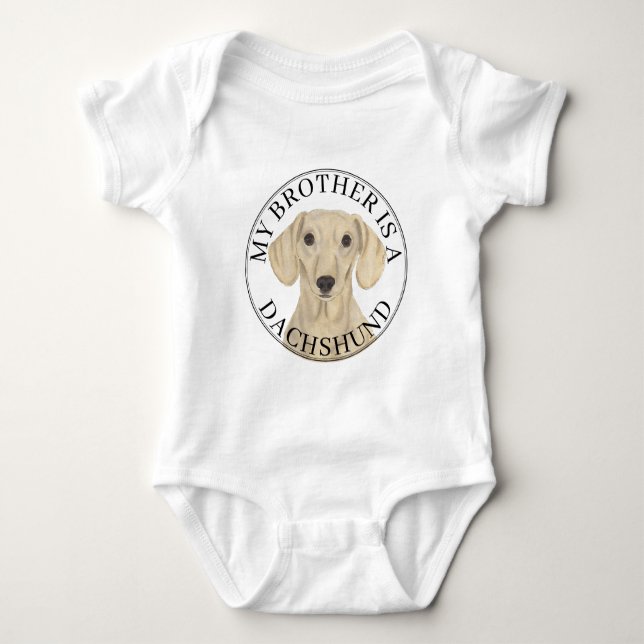 Smooth Cream Dachshund Dog Big Brother Baby Strampler (Vorderseite)