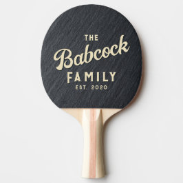 Smooth Dark Granite Stone Retro Family Name & Year Tischtennis Schläger