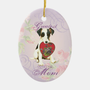 Smooth Fox Terrier Coeur Maman Ornement céramique