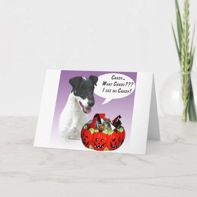 Smooth Fox Terrier Halloween Candy Karte (Vorderseite)