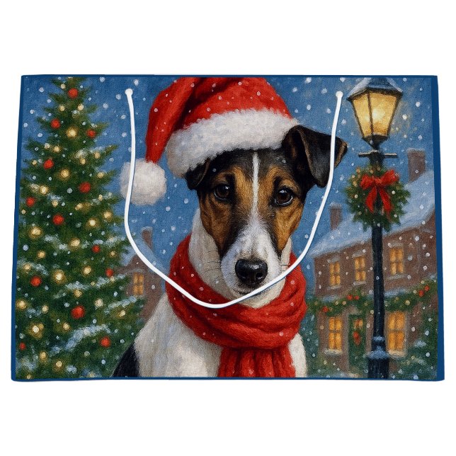 Smooth Fox Terrier Holiday  Große Geschenktüte (Vorderseite)