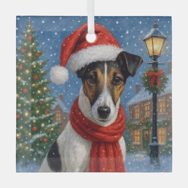 Smooth Fox Terrier Holiday  Ornament Aus Glas (Vorderseite)