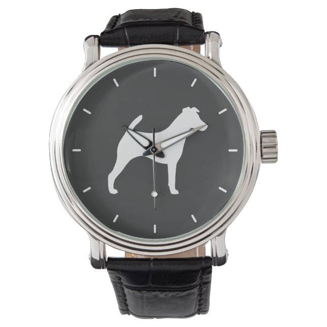 Smooth Fox Terrier Silhouette Armbanduhr (Vorderseite)