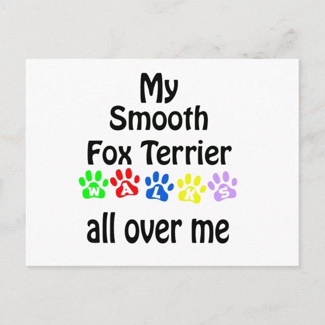 Smooth Fox Terrier Walks Design Postkarte (Vorderseite)