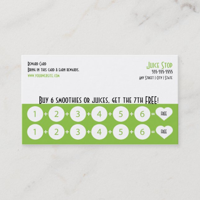 Smoothie & Juice Bar Business Card Treuekarte (Vorderseite)